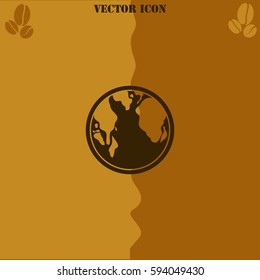 Globe vector  icon Coffee symbol background.