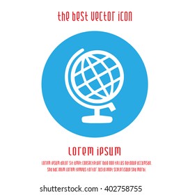 Globe vector icon. Earth blue white simple isolated logo sign symbol.