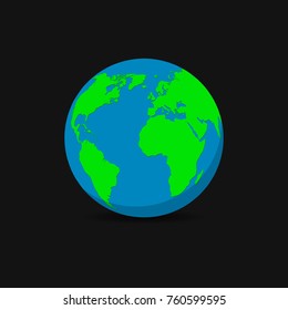 globe  vector icon  flat map world planet illustration