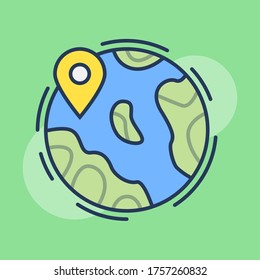 Globale Vektorsymbol-Illustration. Earth Globe Icon mit voller Umrissstil. Bereit für Website, mobile App, Präsentation und andere Projekte.