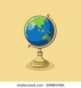 Globe Vector Icon Illustration. Earth Vector. Flat Cartoon Style Suitable for Web Landing Page, Banner, Flyer, Sticker, Wallpaper, Background