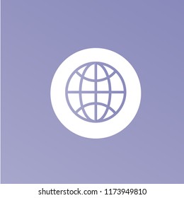 Globe vector icon illustration in flat modern design showing a simplified world map for concepts of global communication, travel, and international business