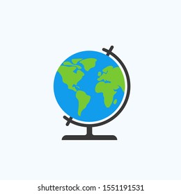 Globe vector icon illustration on white background. Flat vector globe icon, colorful sign of Earth model , geography symbol