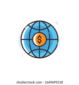 Icono del vector de globo. archivo EPS 10 de estilo ilustración