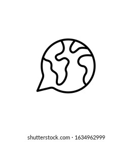 Globe vector icon. Vector illustration of World Globe. Globe vector icon, logo, symbol, sign. Flat Globe line art design isolated on white background.