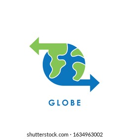 Globe vector icon. Vector illustration of World Globe. Globe vector icon, logo, symbol, sign. Flat Globe line art design isolated on white background.