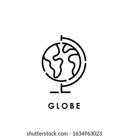 Globe vector icon. Vector illustration of World Globe. Globe vector icon, logo, symbol, sign. Flat Globe line art design isolated on white background.