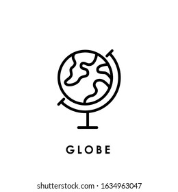 Globe vector icon. Vector illustration of World Globe. Globe vector icon, logo, symbol, sign. Flat Globe line art design isolated on white background.