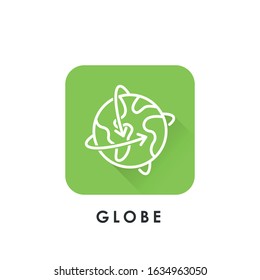 Globe vector icon. Vector illustration of World Globe. Globe vector icon, logo, symbol, sign. Flat Globe line art design isolated on white background.