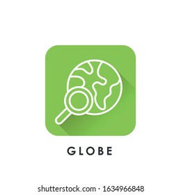 Globe vector icon. Vector illustration of World Globe with arrow. Globe vector icon, logo, symbol, sign. Flat Globe line art design isolated on white background.
