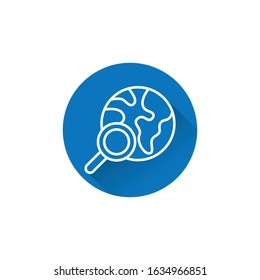 Globe vector icon. Vector illustration of World Globe with arrow. Globe vector icon, logo, symbol, sign. Flat Globe line art design isolated on white background.