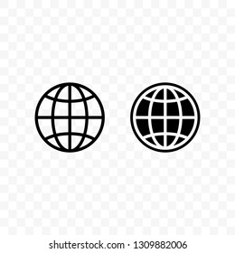 Globe vector icon, international website homepage or language change web symbol with world grid net