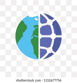 Globe vector icon isolated on transparent background, Globe logo concept