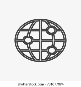 Globe vector icon isolated on light grey background