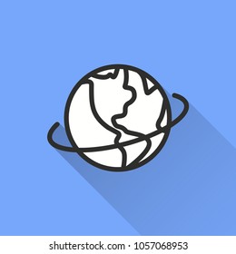 Globe vector icon with long shadow. Illustration isolated for graphic and web design.