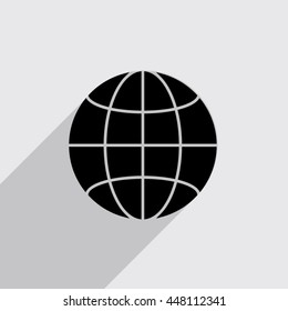 globe vector icon with long shadow