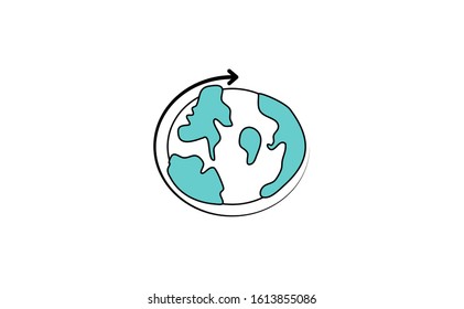Globe vector icon maps. Globe icon logo earth with arrow. Globe vector flat format not 3d. Earth vector icon maps symbols.