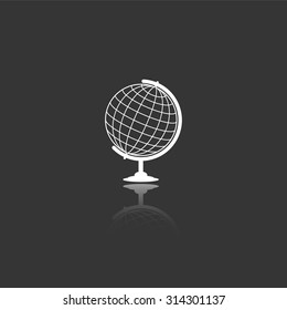globe vector icon with mirror reflection
