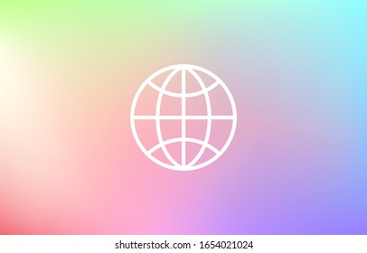 Globe vector icon on rainbow background