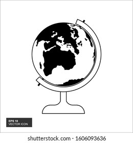 Globe vector icon on a white background.
