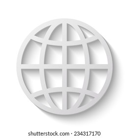 globe vector icon - paper illustration 