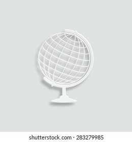 globe vector icon - paper illustration