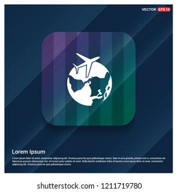 Globe vector icon with plane - Free vector icon