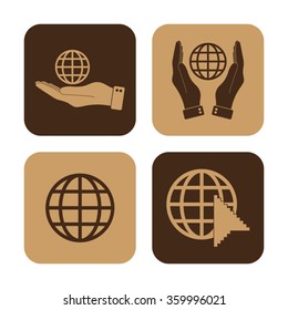 globe - vector icon;  set