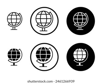 Globe vector icon set. World globe icon optimized for global applications.