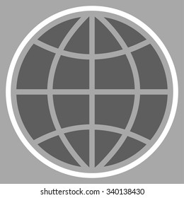 Globe vector icon. Style is bicolor flat symbol, dark gray and white colors, rounded angles, silver background.