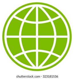 Globe vector icon. Style is flat symbol, eco green color, rounded angles, white background.