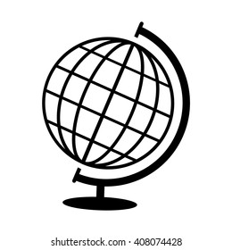 vector globe black and white