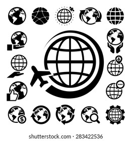 Globe vector icons set. Elements of this image furnished by NASA