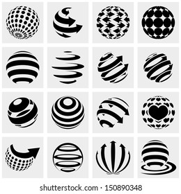 Globe vector icons set on gray