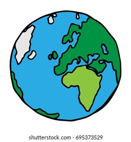 Globe. Vector illustration of a globe, earth, planet. Hand drawn globe.