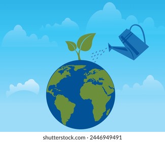 Globe. Vector illustration  Green planet logo. Environment symbol. Eco earth icon. Vector illustration