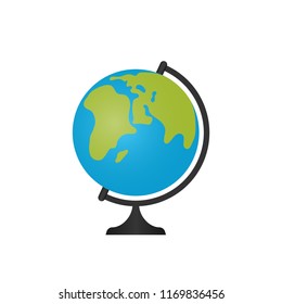 Globe. Vector illustration. Icon of planet Earth with world map isolated on white background. Decor for room interior in flat design.