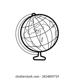 Globe vector illustration isolated on white background. A sketchy image of a globe.
Ball on a stand. Globe world map. Globe for travel. Sketch for tattoo or print.