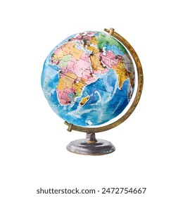 globe vector illustration in watercolor style