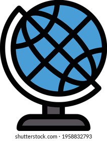 globe vector line colour icon