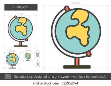 Globe vector line icon isolated on white background. Globe line icon for infographic, website or app. Scalable icon designed on a grid system.