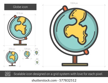 Globe vector line icon isolated on white background. Globe line icon for infographic, website or app. Scalable icon designed on a grid system.