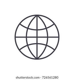 globe vector line icon, sign, illustration on background, editable strokes