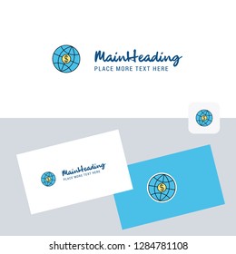 Globe vector logotype with business card template. Elegant corporate identity. - Vector