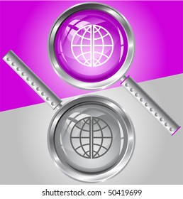 Globe. Vektorvergrößerungsglas.