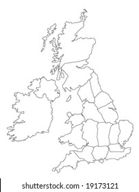 Globe Vector Map of United Kingdom and Ireland.