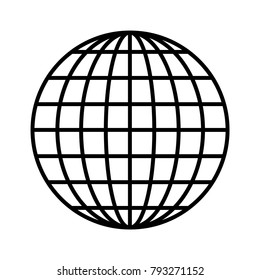 Globe Vector with a network of meridians transparent