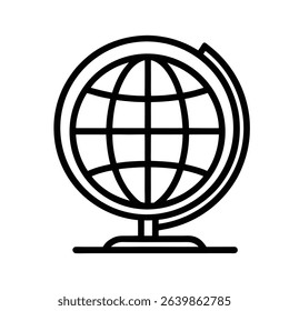 Globe Vector Outline A Simple, Clean Vector Icon of a World Globe on a White Background, Perfect for Websites, Apps, and Presentations