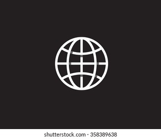 Globe vector with shadows. Earth logo overlap. Global creative sign. Planet symbol icon logo.