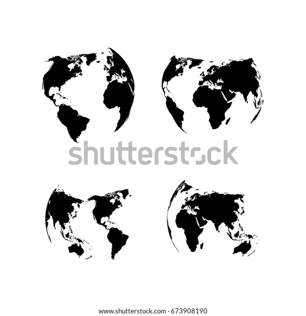 Globe Vector Silhouette World Map Illustration Stock Vector Royalty Free 673908190 Shutterstock 